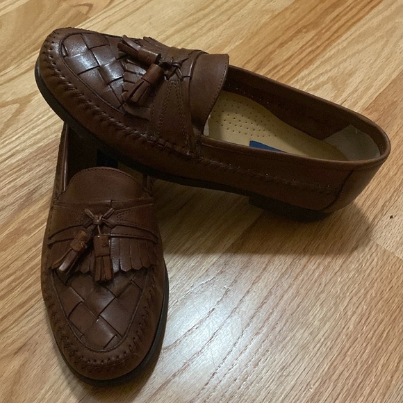 GIORGIO BRUTINI Austin Loafers Mens 9.5M Brown Woven Leather Tassel Old Money main image 8